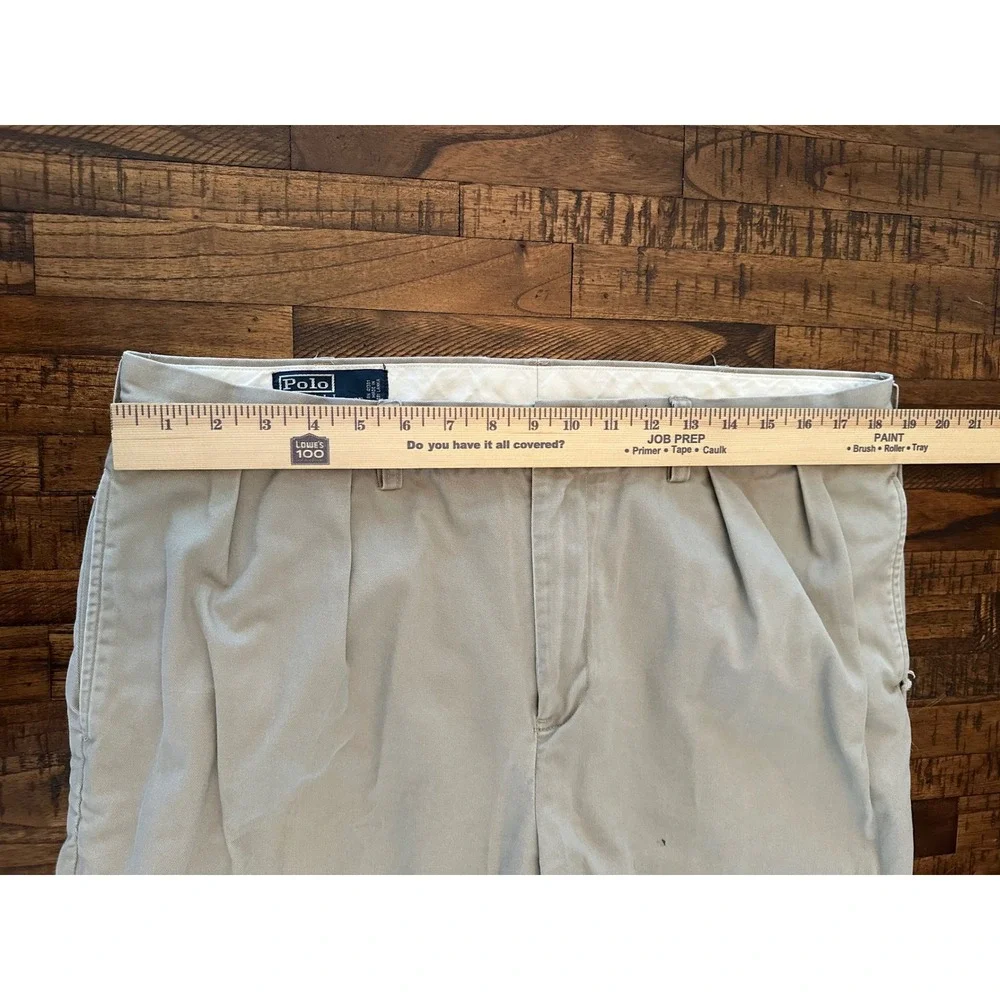 Polo Ralph‎ Lauren Ethan Pant Men's Khaki Beige Cotton Trousers Pony Logo 38x34